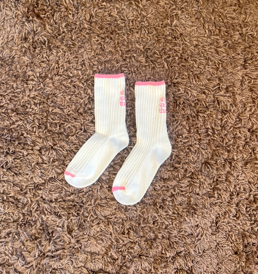 Pink Mixed White Socks